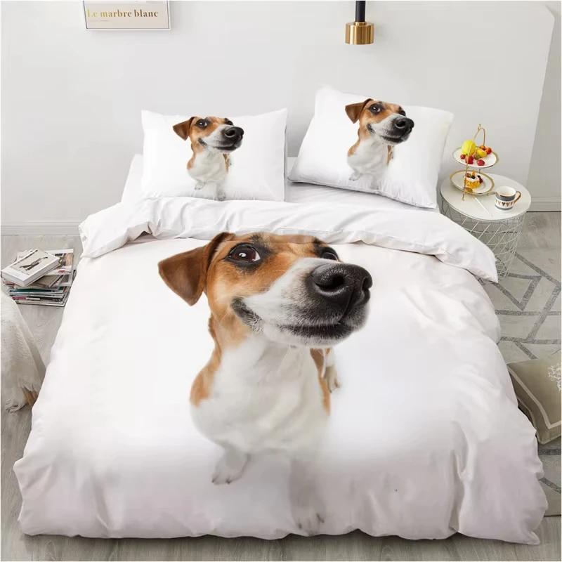 Cute Dogs Duvet Cover Pet Dog Funny Animal Bedding Set 3D Print Puppy Comforter Cover Pillowcases Full King For Kids Teens Decor