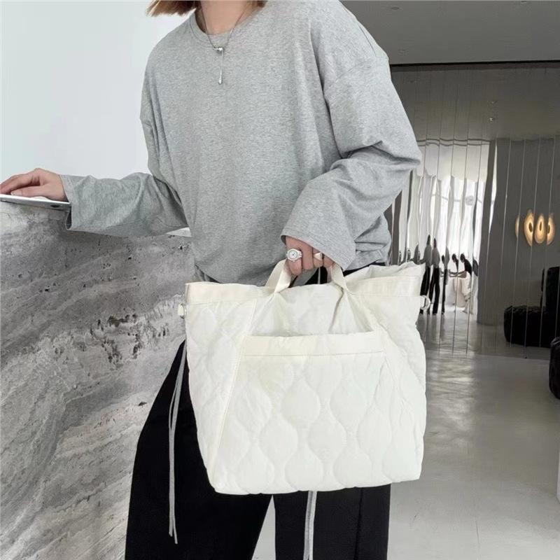 Women'S Down Cotton Clothes Shoulder Bag Large Capacity Cotton Filling Lightweight Trend Handbag