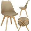 Chaise de cuisine SPRINGOS - Pieds en bois - Assise en PP - Couleur beige
