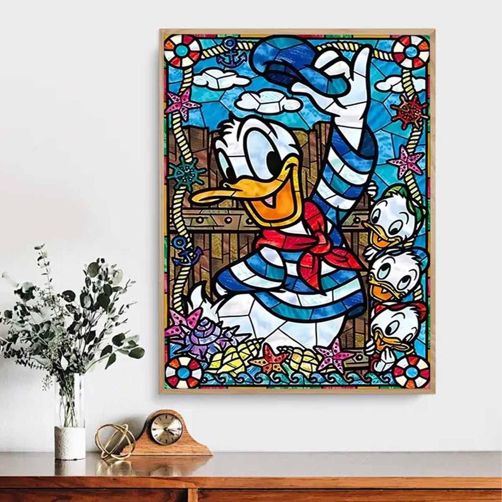 DIY Diamond Painting Donald Duck and His Nephew Cross Stitch Kit Mosaic Art Diamond Painting Full Circle Diamond Home Decoration
