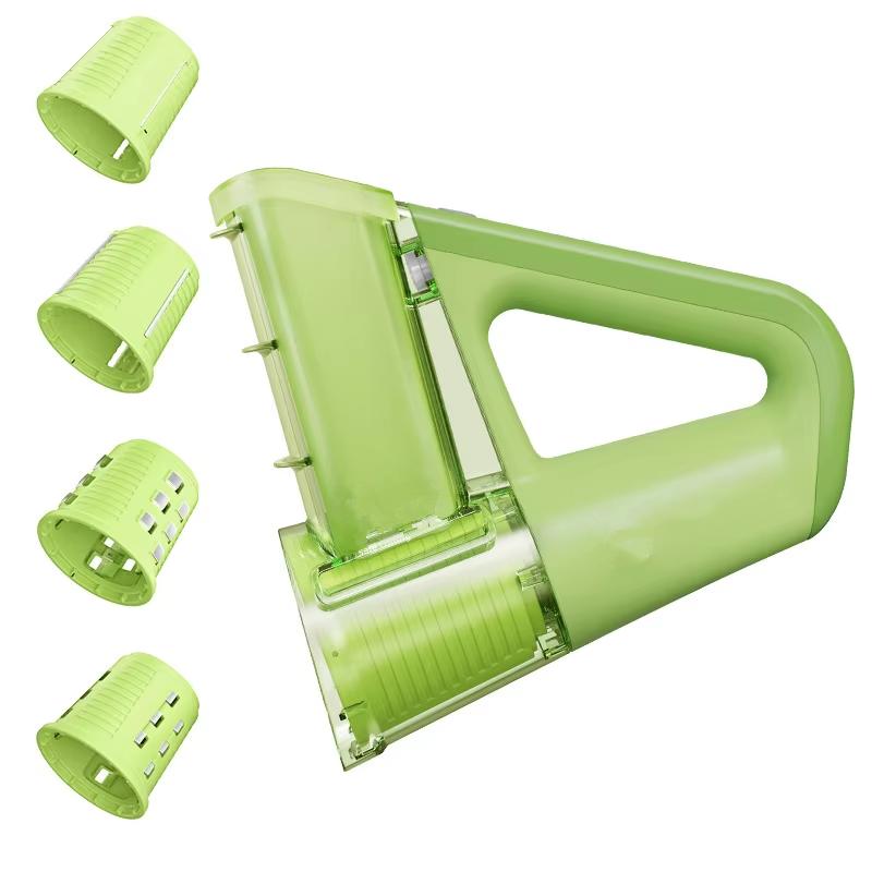 

LMETJMA Electric Cheese Grater Portable Salad Maker With 4 Different Shapes of Blades 40W Electric Rotary Slicer Shredder JT363 зелёный