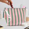 PVC Glossy Striped Cosmetic Organizer with Tassels Portable Travel Toiletry Pouch Trendy Striped Makeup Pack Daily Commute Bags