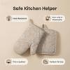 2In1 Heat Resistant Oven Glove Pot Holder Baking Cooking Mittens Microwave Oven Gloves With Leaf Pattern Heat Protection