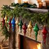 Festival Tree Pendant Set 6 Pcs Finial Drop Christmas Ornament, Glitter Shatterproof Plastic DIY Holiday Party Supplies Decoration for Hanging