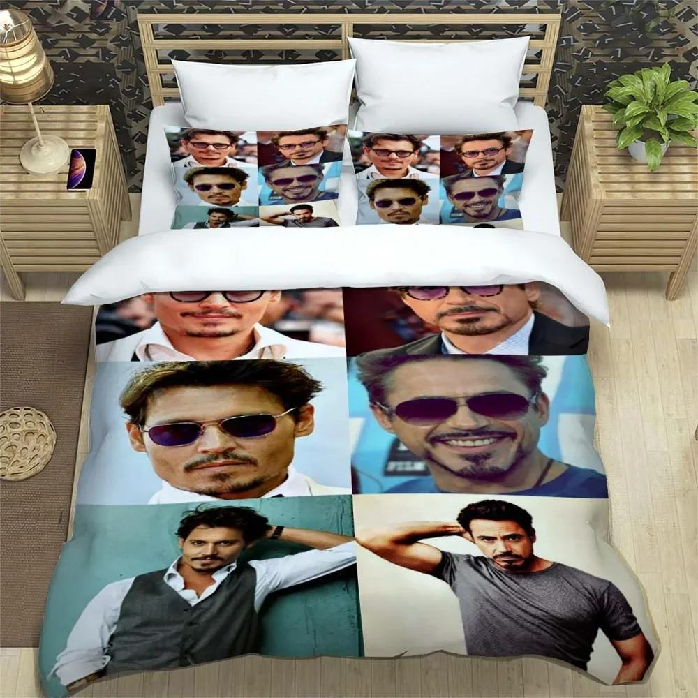 Johnny Depp Pattern Quilt Cover With Pillowcases 3D Digital Printed Bedding Set Twin Full Queen King Gift
