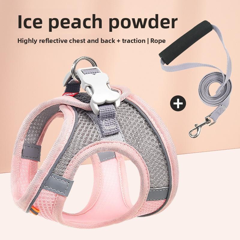 

Поводок для домашних животных для улицы, Светоотражающий поводок для собак малых и средних пород, Шлейка для кошек L розовый