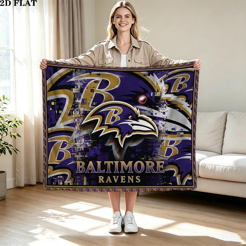 Koc flanelowy z nadrukiem Baltimore Ravens Wysokiej jakości Ciepły Komfortowy Pokrowiec na wszystkie pory roku Idealny na prezenty Wystrój domu