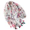 Four Season Cotton And Linen Hand Feel Scarf, Retro Ethnic Style, Colorful Flowers, Thin Tassel Scarf, Shawl For Women