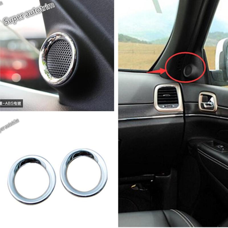 Pillar A Tweeter Speaker Audio Loudspeaker Sound Ring Cover Trim ABS Chrome Accessories Fit For Jeep Grand Cherokee 2011 - 2016