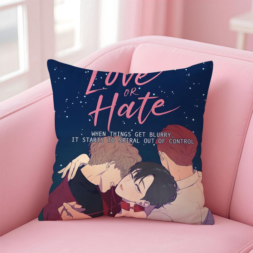 l-Love or Hate bl Cushion Cover Comfortable Reversible Pillow Cover Ideal for Car Sofa Bedroom & Beyond