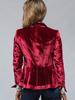 Versatile Velvet Blazer for Women, Retro Style Long Sleeve Outerwear Jacket with Pockets