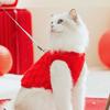Pet Costume Warm Dancing Lion Cat Coat Red Embroidered New Year Pet Vest Fluffy Soft Winter Dog Jacket Pet Party