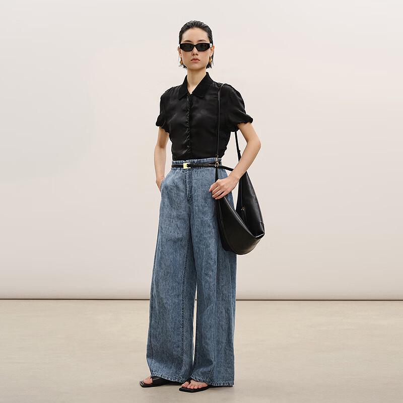 LESS X-Pattern Jacquard Short-Sleeve Lapel Shirt