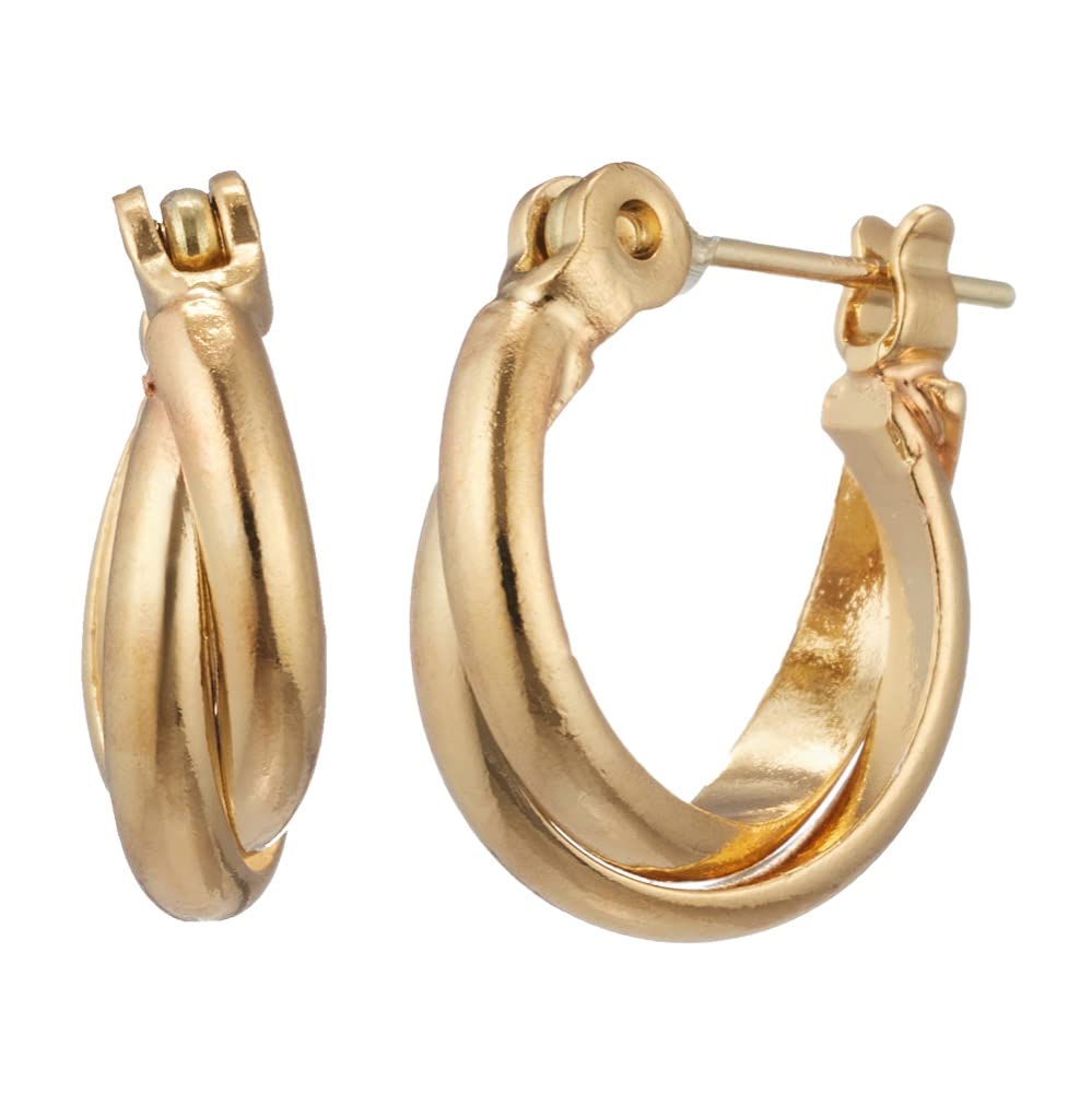 18K Gold Hoop Simple 18K Made in 3598 [HILLYS] Earrings, Earrings, Gold, Hypoallergenic, K18, Women's, Catchless, One-touch Ring, Accessories, Japan,