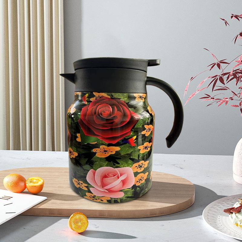 Insulated Stainless Steel Kettle with Tea and Water Separation - Elegant Chinese Style for Home or Office Use.