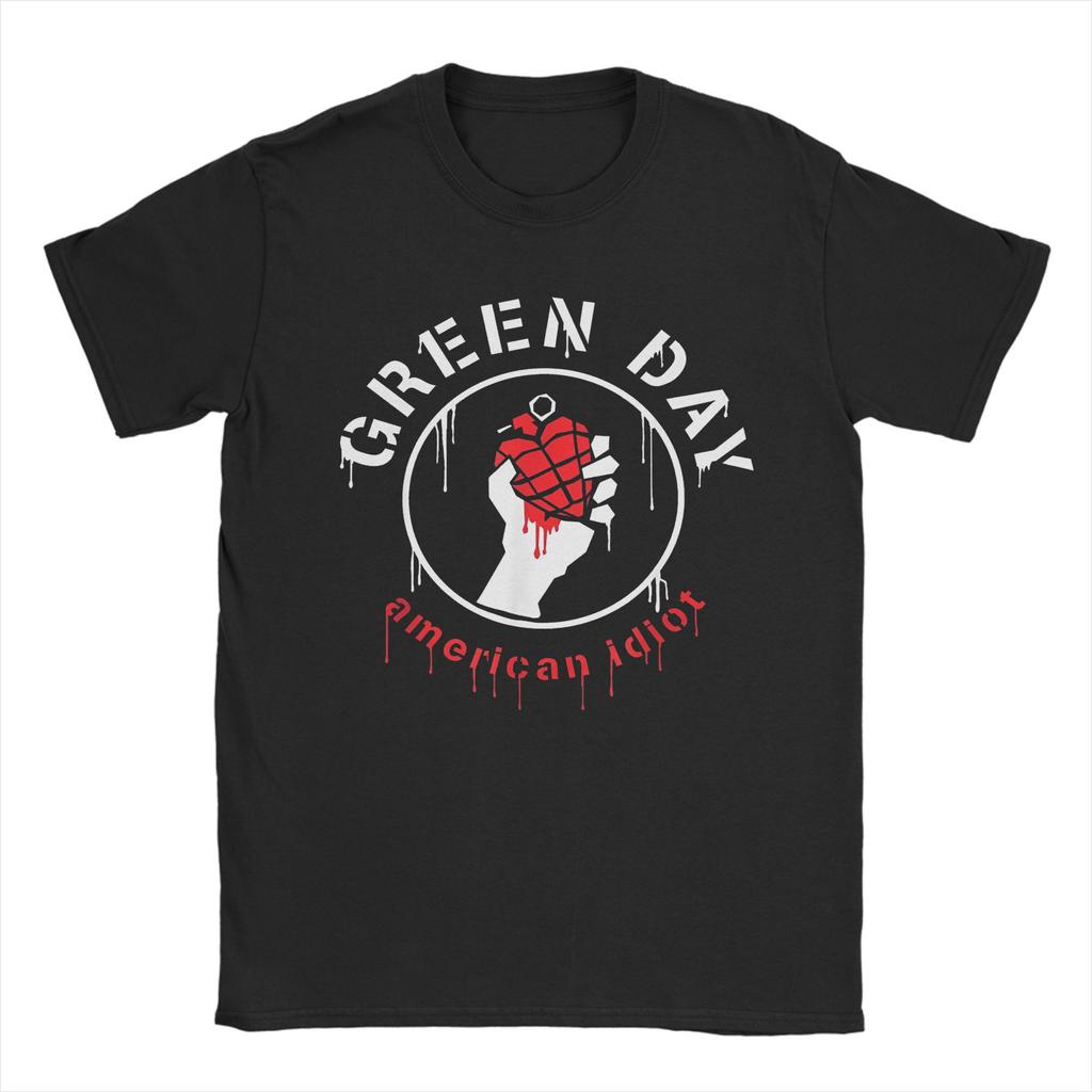 Funny Green Day American Idiot Tshirt Men's Round Neck Short Sleeve Clothes Cotton Summer TopsTops