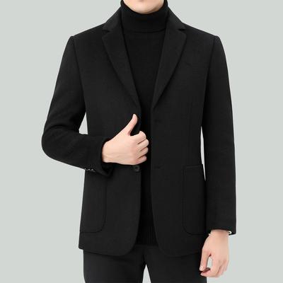 2025 Autumn/Winter Men's Double-Sided Wool Suit with Detachable Down Liner - Casual Single-Breasted Jacket for Middle-Aged Dads