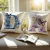 Creative Letters Floral Print Cushion Cover Pillowcase Antidustmite Invisible Zipper Short Plush Sofa Cushion