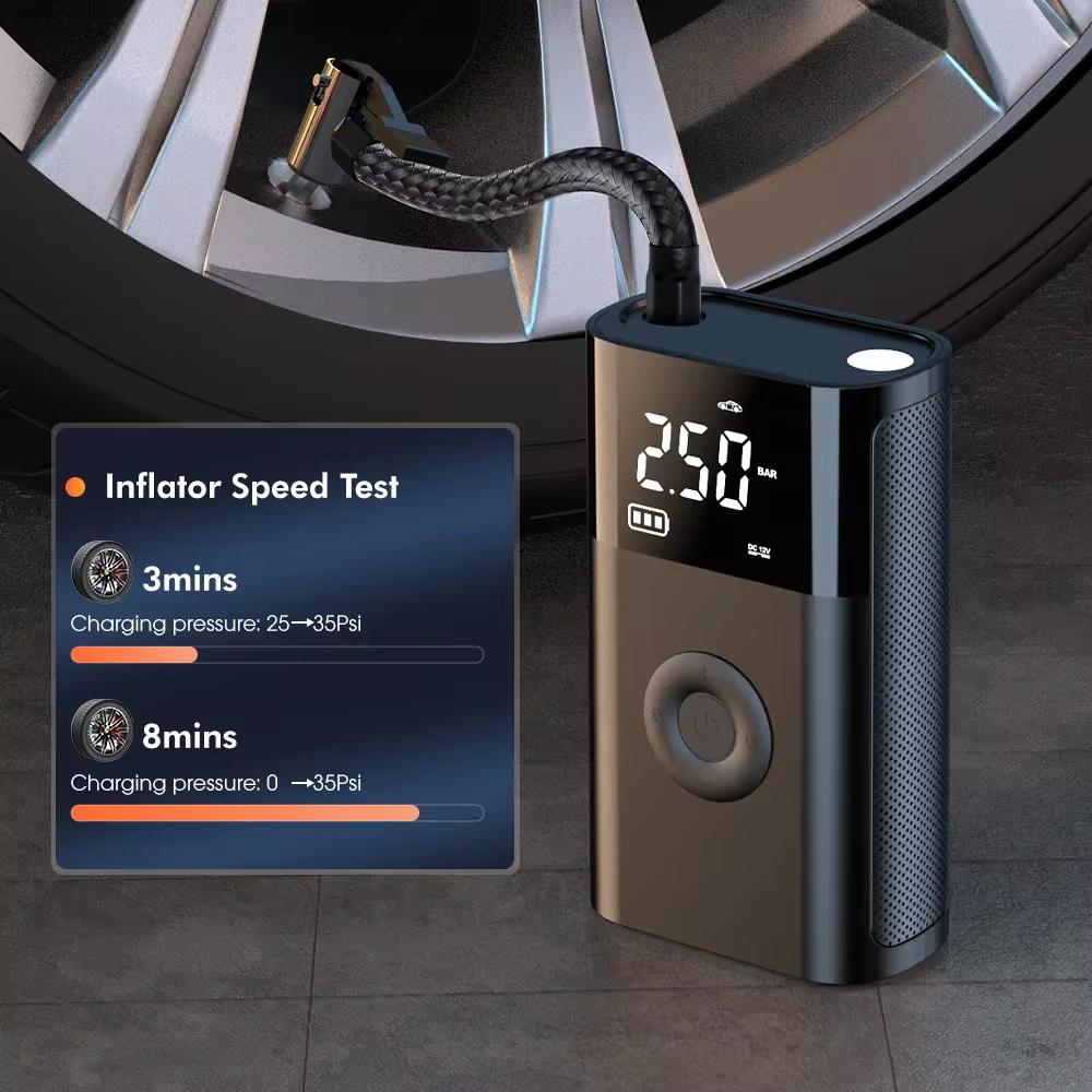 Carsun Portable Inflator Compressor Pump Cordless Electric Tire Pump Smart Digital Display with LED Light for Car Motorcycle Bicycle Tire Ball