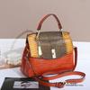 2024 Crocodile Pattern Patent Leather Women's Accordion Shoulder Bag - Fashionable, High-End Design