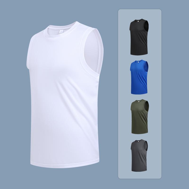 Men's Large Size Breathable Ice Silk Quick Dry Sleeveless Vest Round Neck Casual Running Fitness M-8xl Summer Sports T-Shirt