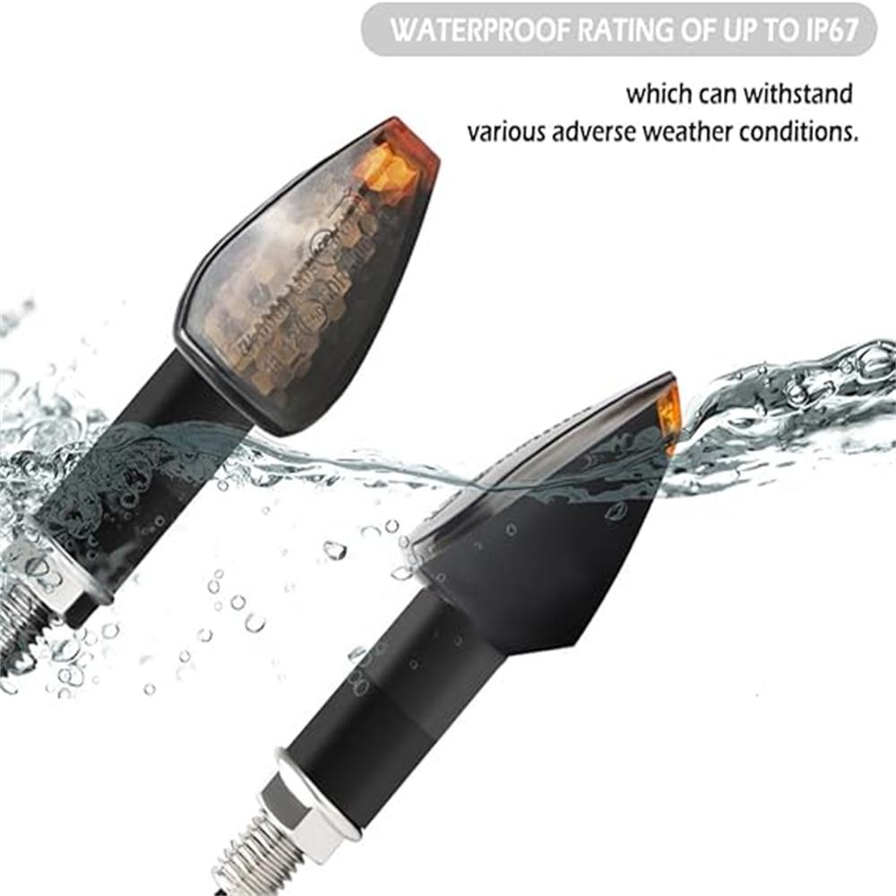 4 Stück Motorrad-Blinker, 14 LEDs, 12 V, bernsteinfarbene Lampe, Motorrad-Blinkerlicht, passend für Motorrad, Roller, Quad, Cruiser, Offroad