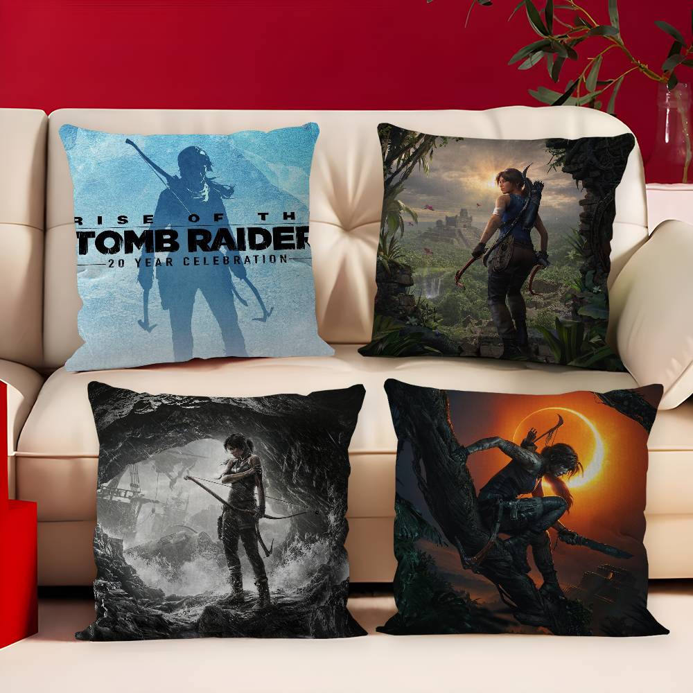 Lara Croft Tomb Raider Immagine Personalizzata Testo Cuscini Decorativi per la Casa Regali per la Casa 45x45cm