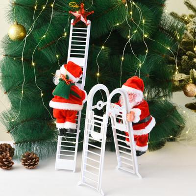 Babbo Natale bambola musicale Natale Babbo Natale scala perline decorazione appesa giocattoli elettrici per bambini per albero di Natale festa di nozze
