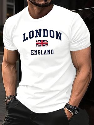 T-shirt Casual Unisex Estiva 100% Cotone, Vestibilità Larga, Stampa Grafica London, Sportiva, Traspirante, Manica Corta, Girocollo