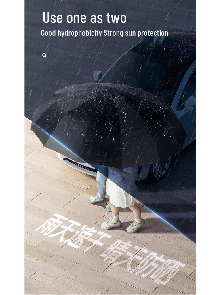Large Windproof Automatic Folding Umbrella for Men and Women - Reinforced, Dual-Use for Sun and Rain