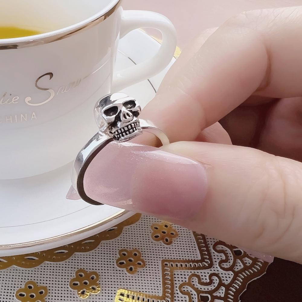 Ring Totenkopf Europa Rebell Straße Feiner Schmuck Für Damen Herren Neu Punk Geschenk In 925 Silber