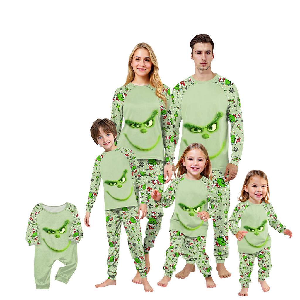 Familie Matchende Trykksett Pyjamas Loungewear Antrekk Familie Matchende Langermet Topp+Bukse Sett