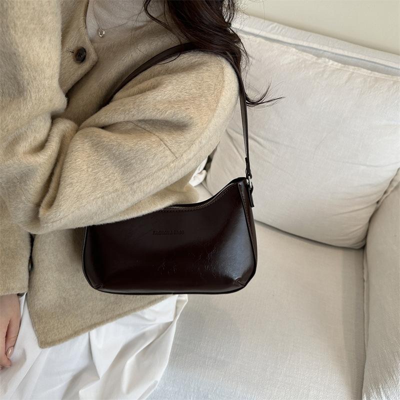 Women Vintage Simple Armpit Shoulder Bag Fashion Daily Small Square Dumpling Bag