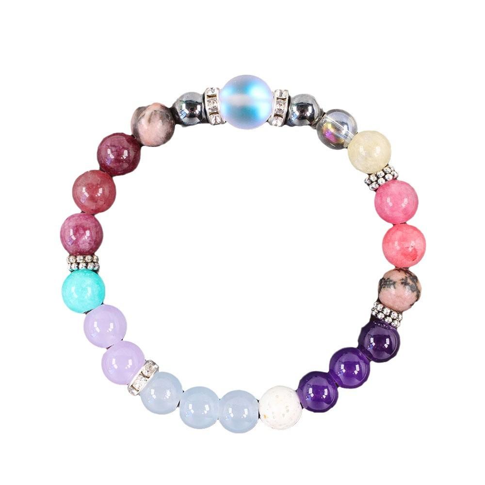 New Personalized Trend Bead String, European and American Pink Zebra Stone Bracelet, Colored Garnet Natural Stone Bracelet Beads.