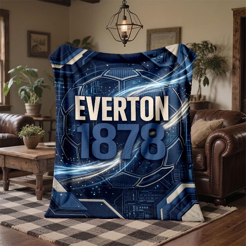 Coperta in Flanella con Stampa Calcio Everton Morbida Calda Coperta da Divano Letto per Casa Ufficio Camera da Letto