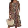 Women's Summer, Pocket Seven-Sleeve Floral Medium and Long Casual Dress