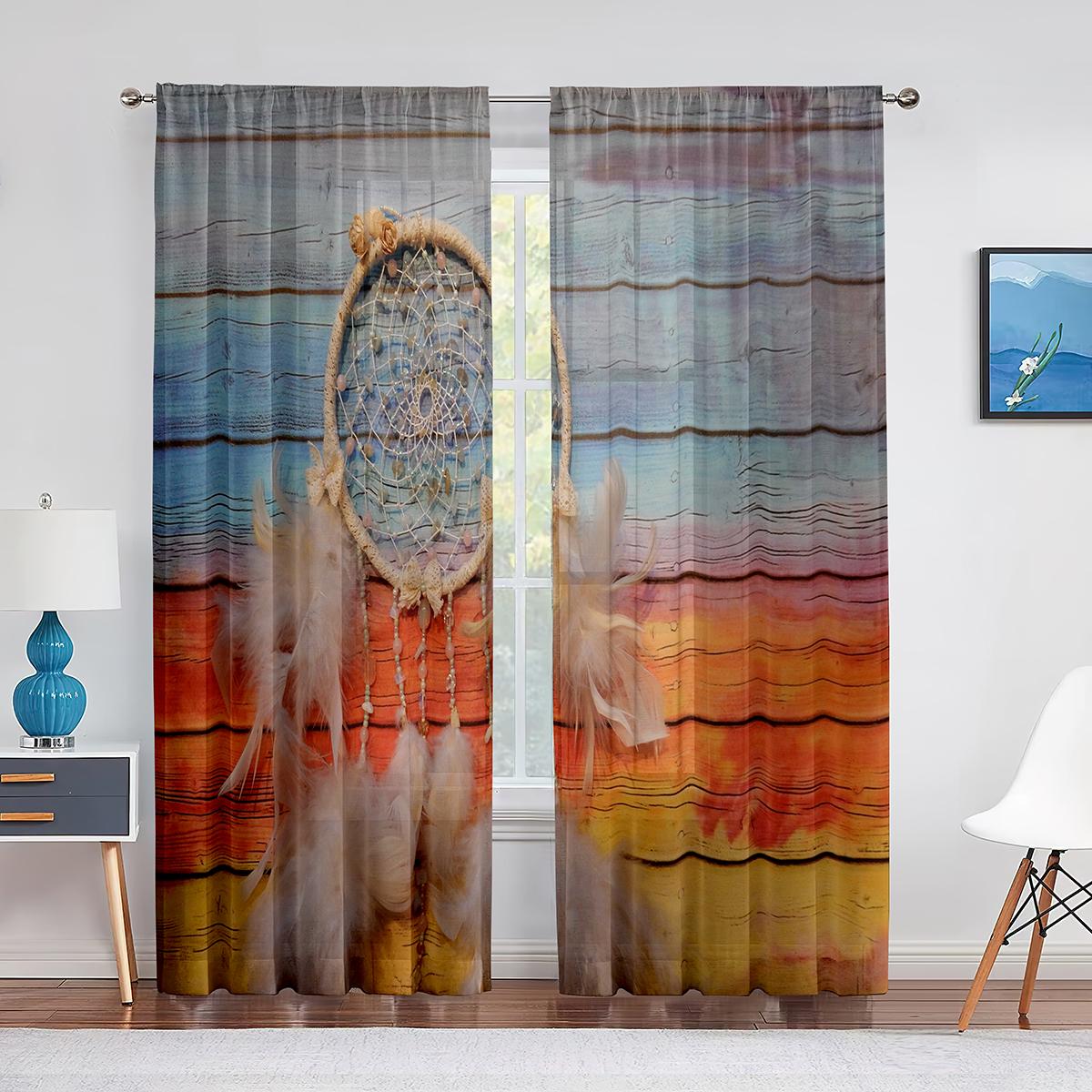 Ловец снов Перо Фиолетовый Прозрачный Вуаль Шторы для Гостиной Домашний Декор Кухни — фото 8