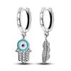 Silver Plated Woman Hoop Earring Original Fashion Travel Airplane Heart Butterfly Fit Girl Jewelry Making Gift