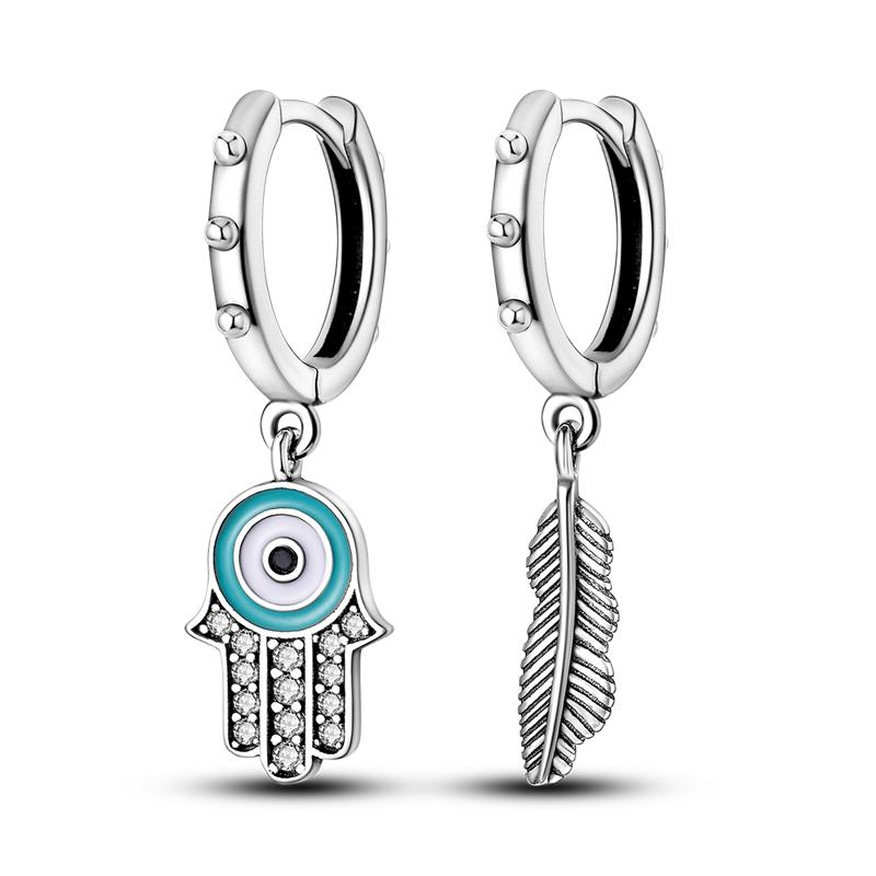 Silver Plated Woman Hoop Earring Original Fashion Travel Airplane Heart Butterfly Fit Girl Jewelry Making Gift