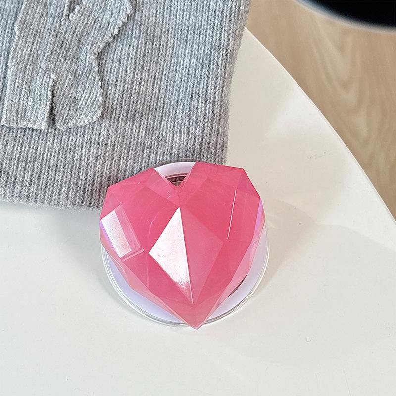Magnetic Paste Three-Dimensional Laser Heart-Shaped Creative Desktop Drama Mobile Phone Airbag Bracket Transparent Telescopic Ring
