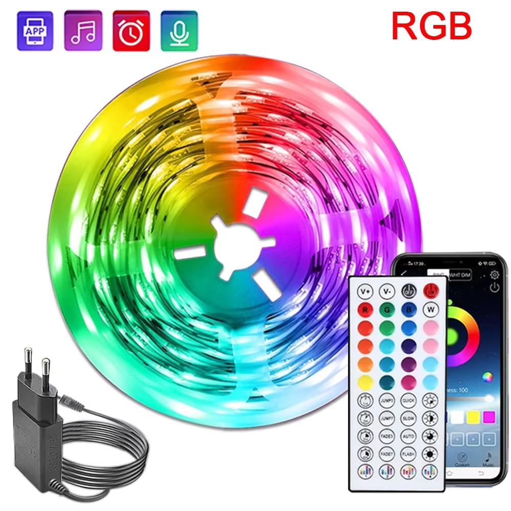 

LED Strip Lights 24V 5050 RGB Led Light Flexible Lamp Tape Ribbon Luces Led Diode for Room Decor Lighting with EU US Plug 5m-40m EU Plug&5m&No