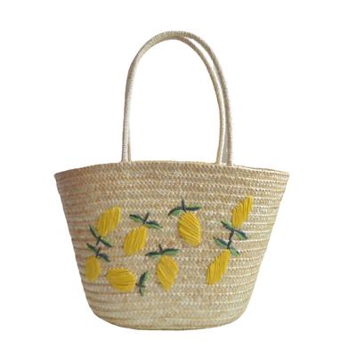 Lemon-patterned Straw Woven Bag, Basket Backpack, Summer Bag for Women, One-shoulder Bag, Handwoven Straw Woven Shoulder Bag, Cute Backpack, Beach
