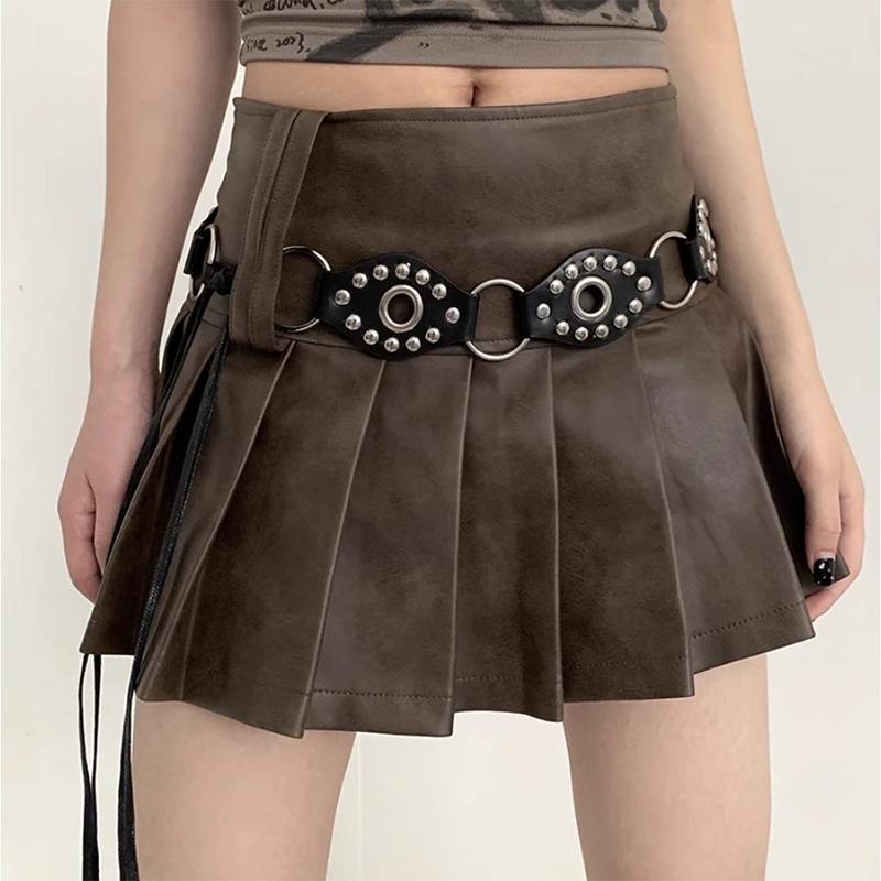 American Retro Rivet Metal Buckle Belt Women'S Spliced Belt Millennial Spicy Girl Y2K Design Sense Strap Waist Rope