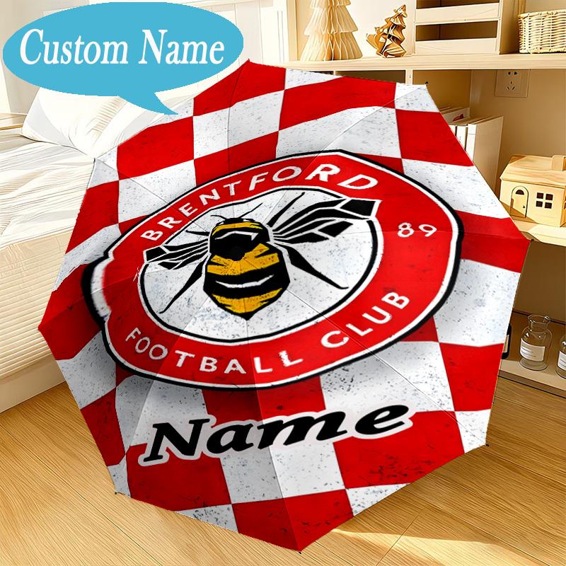 Custom Name Umbrella Brentford Crest Design Umbrella 8-Frame for Travel, Camping, Casual Lightweight Portable, Essential for Family Gifts