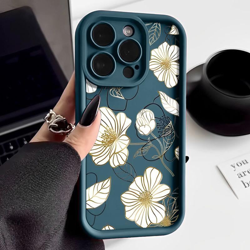 Für iPhone 16 Pro Max 15 Plus 14 Pro 13 12 11 XS XR 8 7 Telefon Fall Shell Weiß Blume Drucken TPU Matte Stoßfest Weiche Silikon Zurück Abdeckung