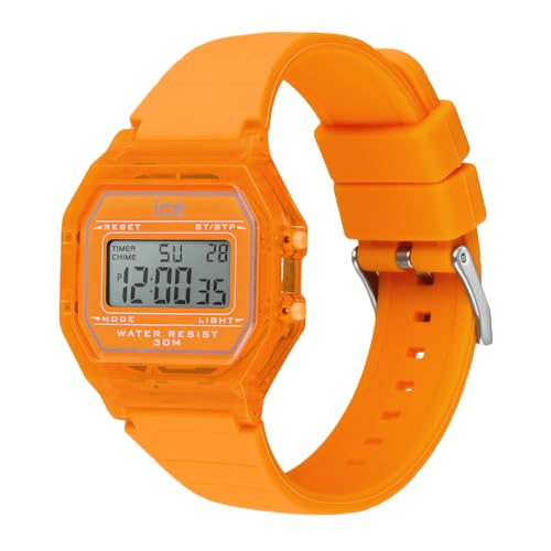 Authorized Ice Watch Watch for Men and Women, 022886, ICE Digit Retro Neon Orange Clear Small 32mm