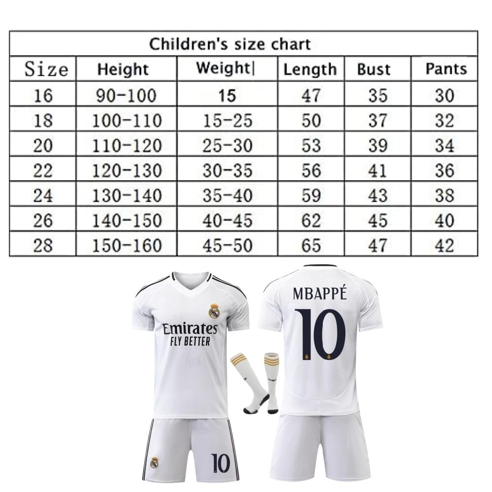 Kids Sportswear Real Madrid Mbappe Soccer Jersey Polyester 130-140cm White