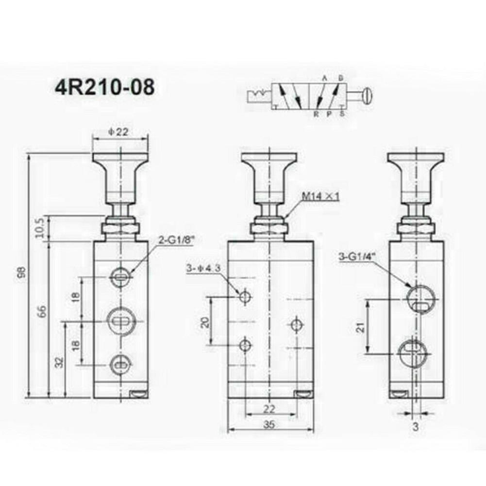 4R210-08 Pneumatický ventil Push Pull 5 cest 2 polohy 1/4" Pro BSPT & Konektor Tlumič
