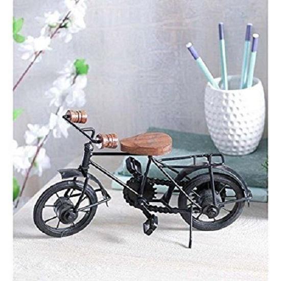 Royal Look Metal and Wood Showpiece Handcrafted Antique Decorative Cycle For Home Decor (Black), 1 Piece