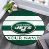 Custom Name New York Jets Round Area Rug,Carpet Rug for Living Room Bedroom Sofa Playroom Decor,Non-slip Floor Mat